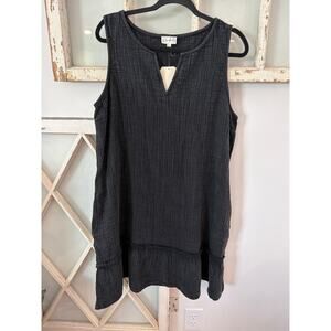 NWT Wonderly size XL charcoal gray cotton gauze mini dress